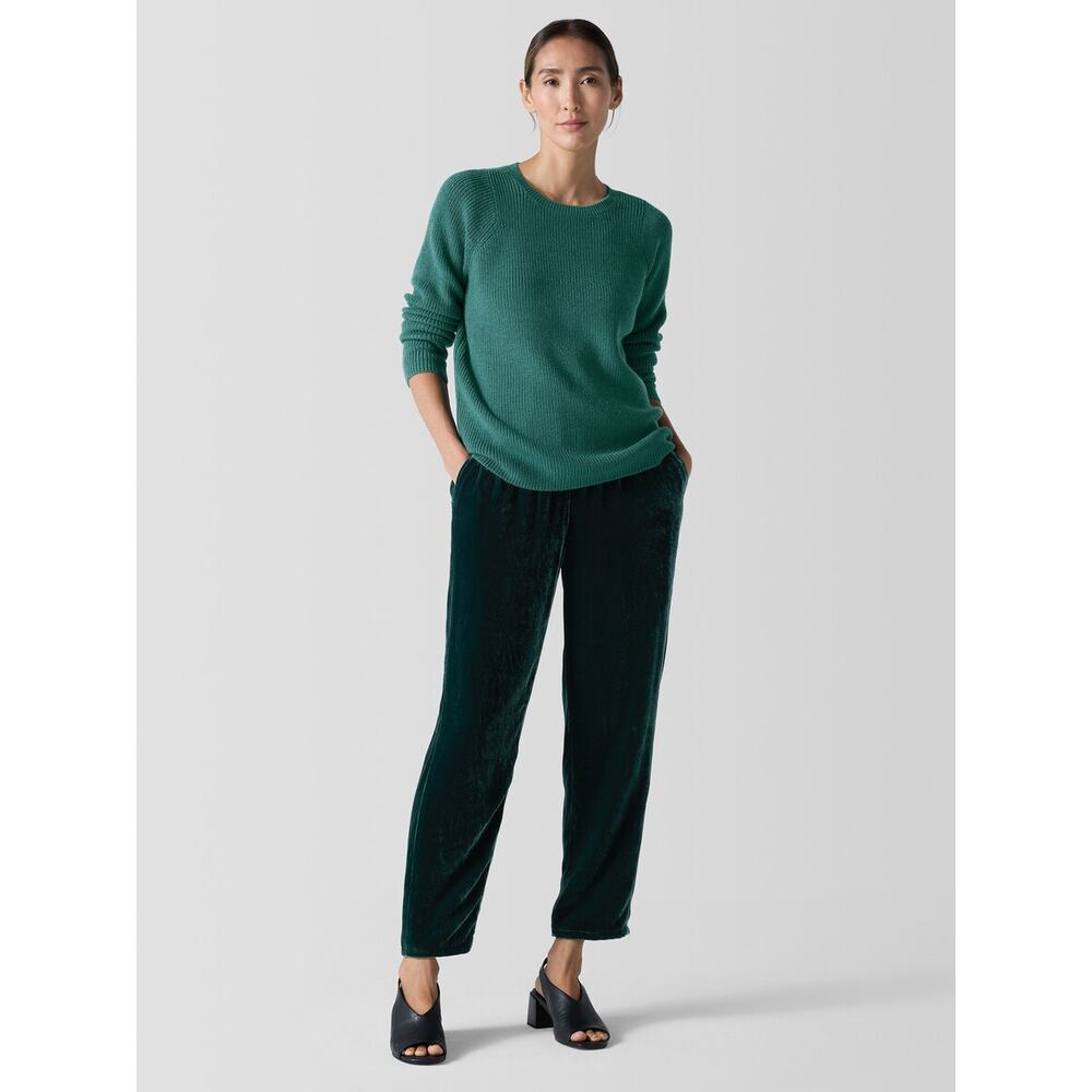 Eileen Fisher Velvet Tapered Ankle Pant – Size L, NWT, Silk Blend, Sold Out